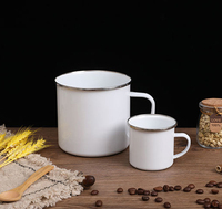 Tasse Émaillée Blanche Sublimation pour Cadeaux Noël Vente Chaude 350ml 500ml 750ml 1200ml 3000ml, Mug de Camping, Tasse à Café, Tasse à Lait