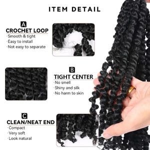 פריט טרנדי 10-24 "100 גרם מראש הלופאה מעוות תשוקה לפני הפיה טוויסט אפרו האביב טוויסט פרום צמות סרוג שיער סינתטי - Product Image 2