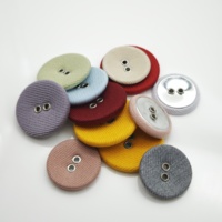 En stock, boutons recouverts de tissu sergé de qualité supérieure à 2 trous avec œillets métalliques, boutons plats à coudre de couleurs assorties pour vêtements de mode