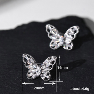 Orecchini a Farfalla con Zirconi per Donne, Stile Coreano Chic, Clip per Orecchie a Forma di Stella e Quadrato, Gioielli di Lusso da Regalo - Product Image 5