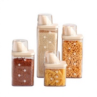 Récipient de stockage alimentaire en plastique hermétique avec tasse graduée, pot à riz et céréales transparent pour garde-manger, 700 ml-1900 ml