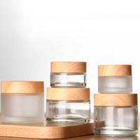 Pots à crème transparents de 5g à 50g avec couvercle à vis et couvercle en bois, couleur et logo personnalisés, en stock