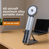 Support de tablette pliable en aluminium, réglable, rotation à 360°, base croisée, support de bureau universel stable, pour la maison, le bureau, le studio
