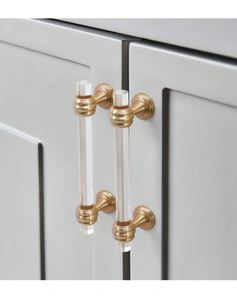 WEKIS Transparent Acrylic Cabinet Handles & Drawer <b>Knobs</b> with Brass Feet for Kitchen Dresser-Modern Durable Eco-Friendly - Product Image 3