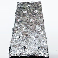 Bonne vente paillettes fleur tissu à paillettes tissus brodés dentelle de fleurs brodées pour robe de soirée