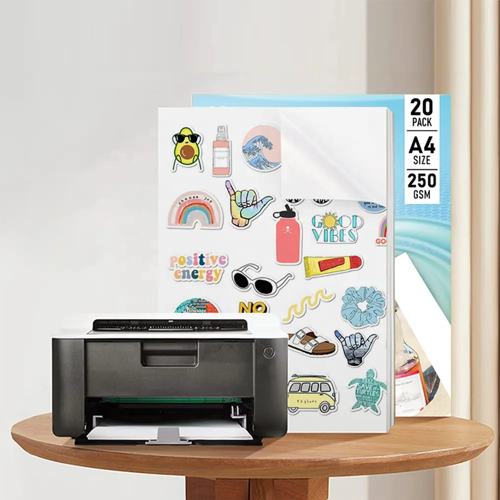 Groothandel Vel Dik Bedrukbaar Waterdicht Zelfklevend A4 Hoge Kwaliteit Glanzende Vellen Vinyl Sticker Papier Inkjet Printer