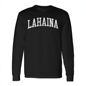 T-shirt a maniche lunghe Lahaina stile atletico vintage nera vestibilità unisex - Product Image 2