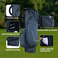 Tas Golf Stand Kulit PU Kustom Tahan Air Ringan Portabel Multi Kantong Logo Kustom Latihan Lapangan Perjalanan