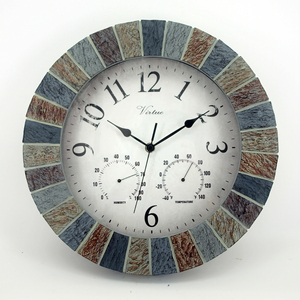 13 Inch <strong>Outdoor</strong> <strong>Clock</strong> Wall Garden <strong>Waterproof</strong> with Thermometer Silent Non-Ticking Modern Decor <strong>Clock</strong> - Product Image 4