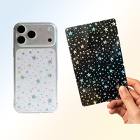 FONLYU - Pegatinas traseras transparentes de cristal con diseño de estrella para la cubierta trasera del teléfono móvil, película protectora para máquina de corte con plotter