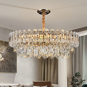 Crystal Chandelier Round Multi Head <b>Led</b> <b>Light</b> For Living Room Dining Room Villa Hall Home Ceiling Lamp E27 Switch Control - Product Image 1