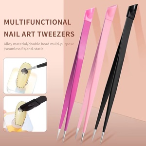 Pince à épiler double tête en plastique avec embout en silicone, robuste et durable, outil de coupe pour nail art, autocollants et rubans, pince à manucure - Product Image 3