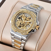 Montre mécanique automatique de luxe pour homme, bracelet en acier inoxydable allié de 20 mm, fermoir papillon squelette, tendance, vente en gros
