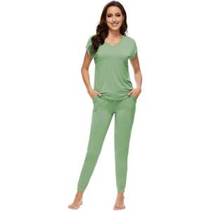 Ensemble de pyjama léger pour femmes personnalisé, haut à manches courtes, pantalon de jogging long, vêtements de nuit, vêtements de détente, tailles S-XXL - Product Image 5