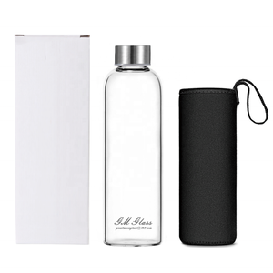Borosilicate glass water bottle, botella de agua, customized bottle capacity custom glass bottle design 450ml 550ml