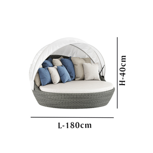Furnitur luar ruangan anyaman dengan bantal matahari penggunaan umum tempat tidur gantung rotan bulat kanopi taman - Product Image 3
