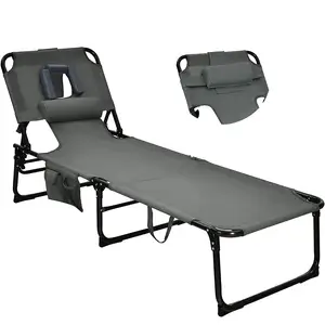 Sıcak katlanır plaj şezlongu güneş sandalye çıkarılabilir yastık yan cep taşınabilir taşıma ağırlık kapasitesi 300 Lbs
