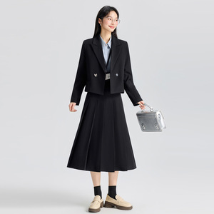 Women's Suit Set Two-Piece Formal Workwear Anti-Wrinkle Polyester Spandex Blend Midi Skirt Office Commuting Style - Product Image 4