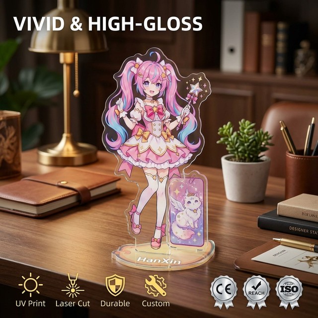 HanXin Custom Anime Magical Girl Acrylic Stand Figure Desk Decor Kawaii Character Display Wholesale Factory Vendor