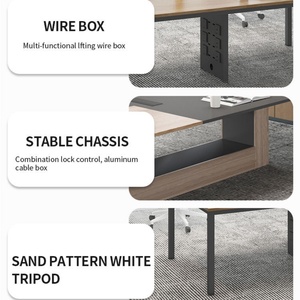 Quality Control Modern <b>Office</b> Desk With Metal Base Wooden <b>Table</b> Top for Executive Workspace and Collaborative <b>Office</b> Setting - Product Image 3