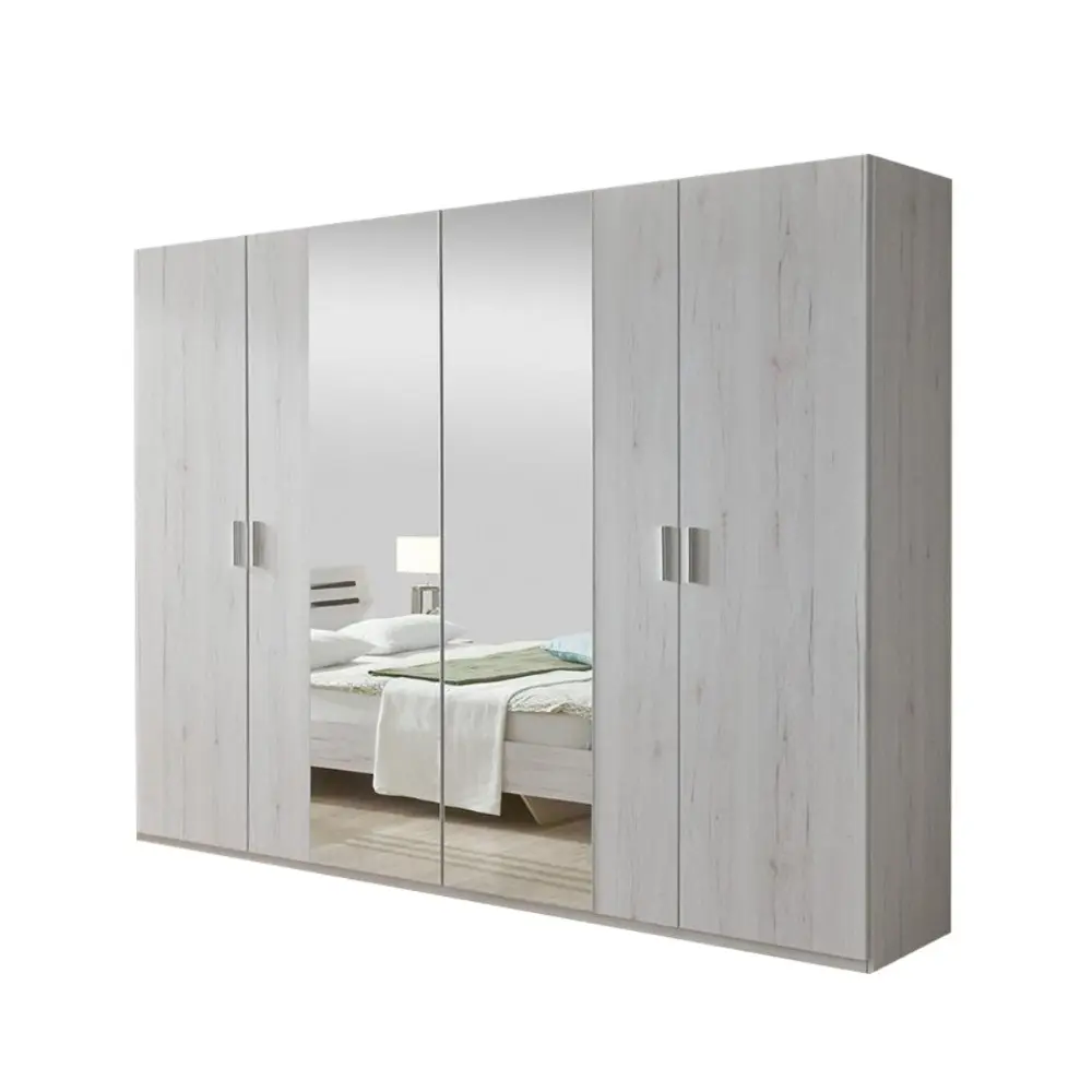 Armoire de chambre à coucher en bois MDF au design moderne et simple Armoire à miroir