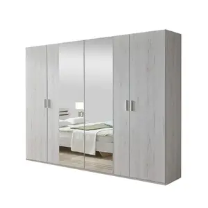 Modern desain sederhana MDF kayu kamar tidur lemari pakaian cermin lemari pakaian