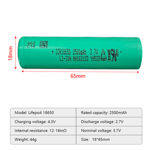 18650 Solid State Rechargeable <strong>Battery</strong> Pack 3.7v 1500mah 2000mah 2500mah 2200mah <strong>High</strong> Discharge Rate Cylindrical <strong>LiFePO4</strong> <strong>Battery</strong> - Product Image 6