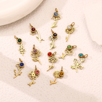 Romantique 12 mois fleur pierre de naissance breloques en acier inoxydable Iris Rose Snowdrop pendentifs pour la fabrication de bijoux résultats accessoires