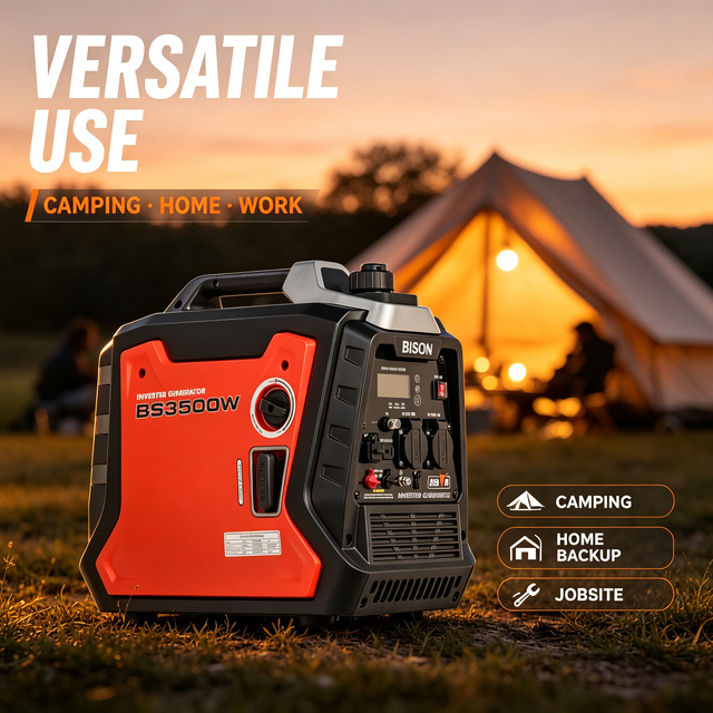 BISON(CHINA) 3000W portable inverter generator, silent and safe. Perfect for home, camping, and emergency power