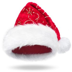 Chapeau de Noël personnalisable de haute qualité pour adultes estampage à chaud motif de flocon de neige <span class=keywords><strong>long</strong></span> chapeau de père noël en peluche pour les décorations de fête - Product Image 2