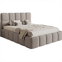 Lit de rangement multifonction en crème française, meubles de chambre à coucher, lit rembourré doux 2025, lit de mariage