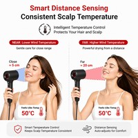 Torlin Smart Distance Temperature Control Consistent Scalp 50 ° Sèche-cheveux ionique à 200 millions d'ions négatifs pour réduire les dommages causés par la chaleur