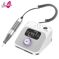 Lime à ongles électrique professionnelle avec écran tactile LCD, base de rangement pour embouts de ponceuse à ongles, surface en cuir, 45000 tr/min