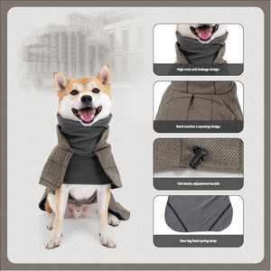 Chaleco de traje de perro mascota de cuello alto ajustable suave y algodón de nuevo diseño de estilo británico de alta calidad - Product Image 2