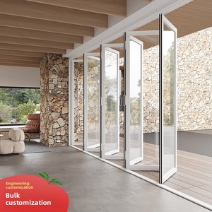 Cửa thương mại tự xây hợp kim nhôm nặng cho biệt thự cửa hàng cách âm hai lớp kính gấp tùy chỉnh - Product Image 6