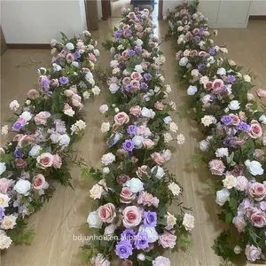 Paars En Roze Wedding Centerpieces Bloem Garland Arch Achtergrond Decoratie Runner Bloemen Voor Tafel