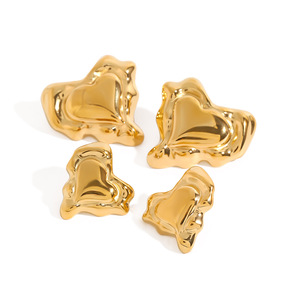 <b>Stud</b> <b>Earrings</b> Heart Shape 18k Gold Plated Stainless Steel Fashion Jewelry For Women - Product Image 1