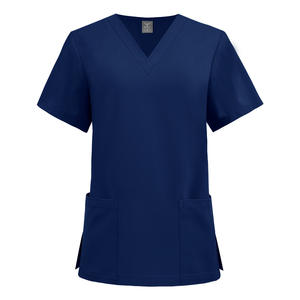 Uniforme de travail unisexe à manches courtes avec poche et col en V élastique, personnalisable avec logo, pour clinique dentaire, hôpital vétérinaire, uniforme de soins infirmiers, polyester et élasthanne - Product Image 4