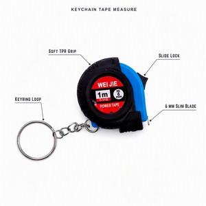 Mini-mètres ruban rétractables 1m avec porte-clés, logo personnalisé, double échelle métrique et impériale, cadeau - Product Image 2