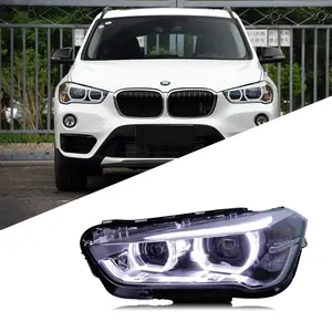 Áp dụng 16-19 BMW New X1 Đèn pha lắp ráp sửa đổi cấu hình cao LED chạy ban ngày Đèn LED ống kính đèn pha