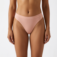 Culotte string côtelée sans couture pour femme, taille basse, ajustée, douce, respirante, confort quotidien