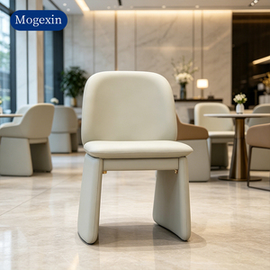 Silla de Comedor Moderna Tapizada Estilo Bloque con Patas Integradas, Silla Lateral sin Brazos en Beige/Negro para Comedor y Cocina - Product Image 1