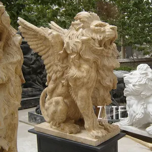 Decoración tallada a mano, nuevo artículo, estatuas de leones de mármol