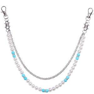 Chaîne de taille double couche Yueli avec perles et perles turquoise, accessoire pour pantalon en jean, chaîne de corps tendance pour usage quotidien - Product Image 5