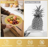 Lot de 25 assiettes de présentation jetables en plastique doré de 12 pouces, parfaites pour les dîners, les mariages et la décoration de table élégante