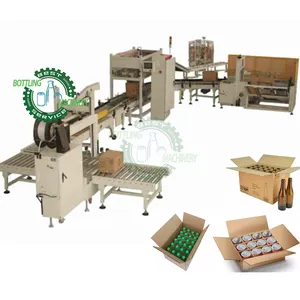 Multi-lane diverter corrugated cardboard case box carton packing line for water juice milk carbonated drink beer wine bottle