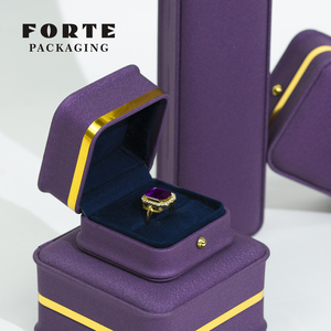 Cajas de Joyería Personalizadas de Lujo FORTE, Empaque de Pulsera de Cuero PU con Logotipo Personalizado para Regalo de Anillo de Boda - Product Image 2