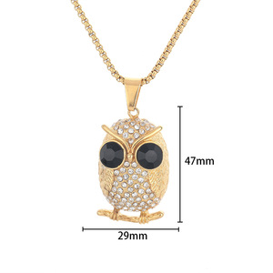 18K 금도금 스테인레스 스틸 올빼미 펜던트 목걸이 링크 웨딩 파티 기념일 지르콘을위한 멋진 나비 패턴 - Product Image 2