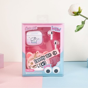 Écouteurs sans fil TWS-K85 BT 5.4 avec étui en silicone mignon en forme de chat et porte-clés - Product Image 2