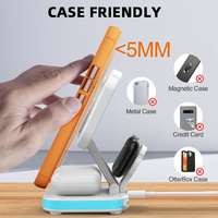 Chargeur magnétique sans fil pour iPhone Station de charge pliable 5 en 1 pour plusieurs appareils Chargeur de voyage avec lumière LED